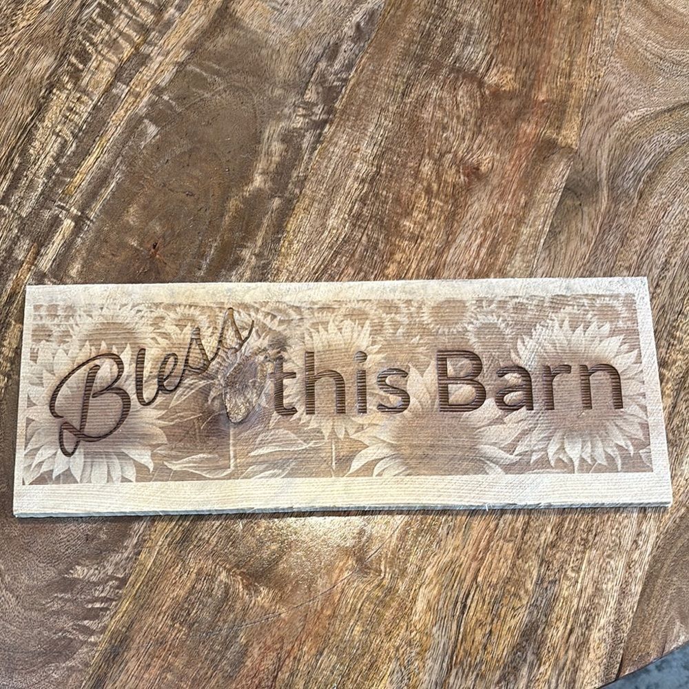 Bless the Barn engraved wooden sign